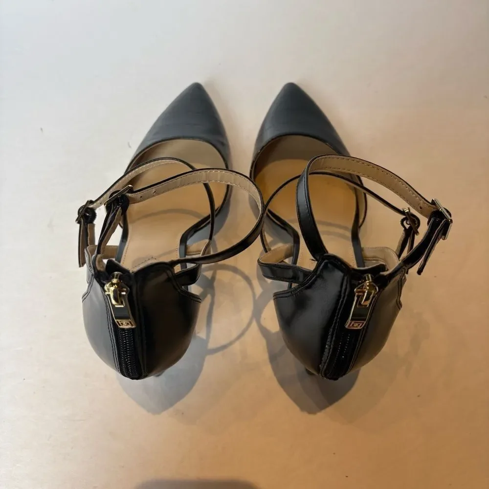 Liz Claiborne Women's Black Strappy Heels Harvey Back Zipper Size 10M